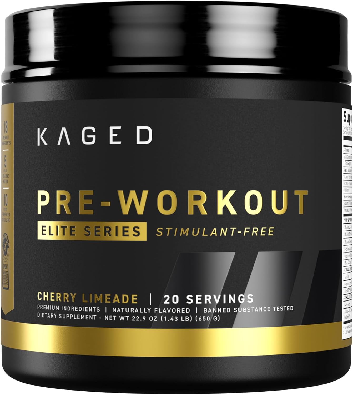 Kaged Pre Workout Elite Stim Free Powder for Evening Workouts