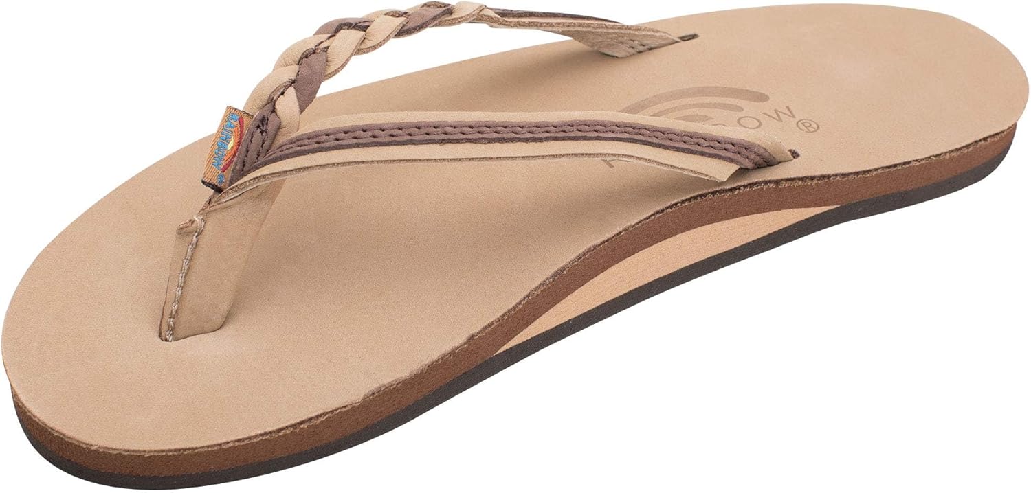 Rainbow Sandals Womens Flirty Braidy Premier Leather Flip Flops