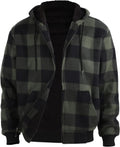 Facitisu Flannel Hoodies for Men Sherpa Lined Heavy Fleece Plaid Hooed