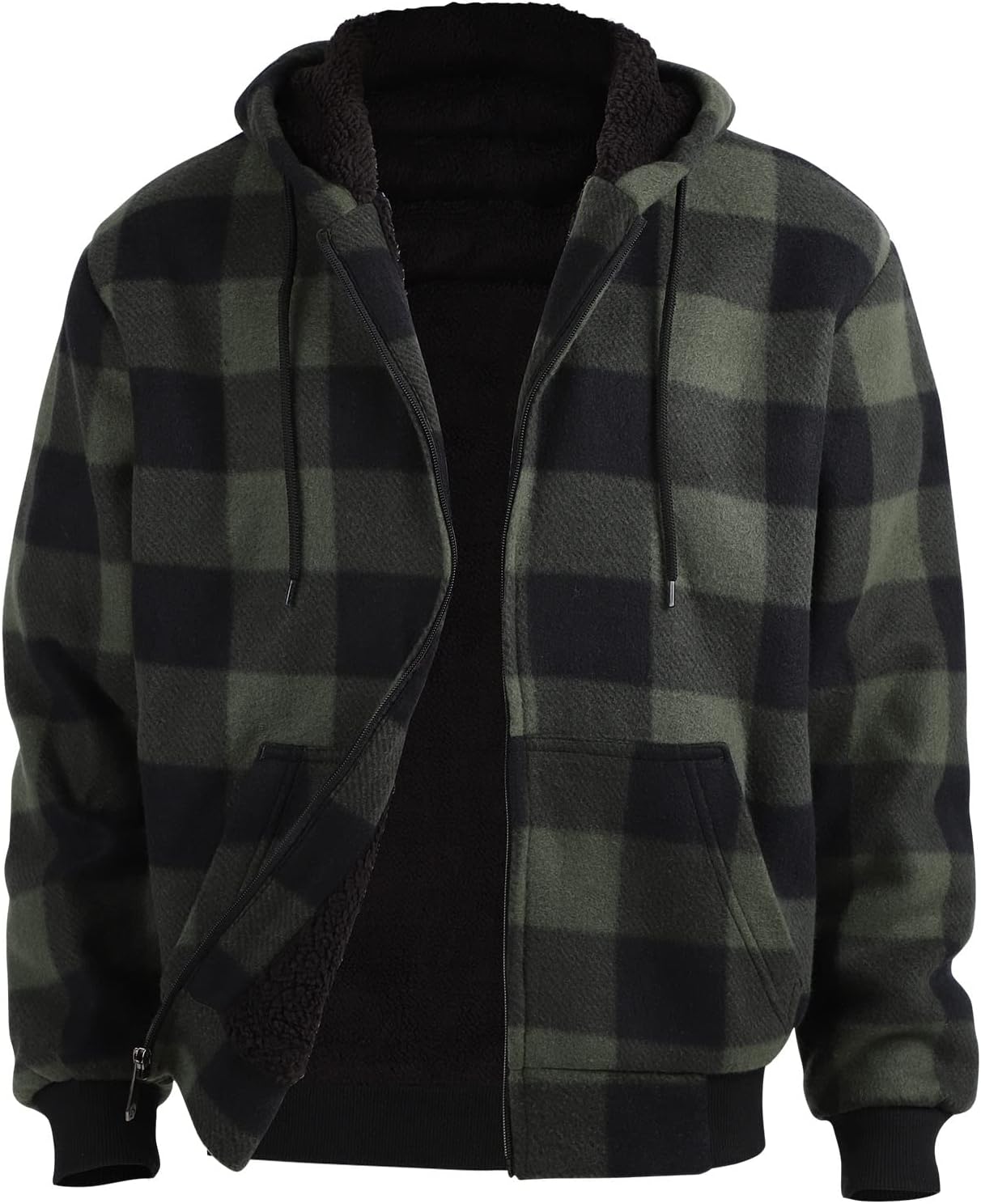 Heavyweight Sherpa Hoodies for Men - Warm Full Zip Sweatshirts