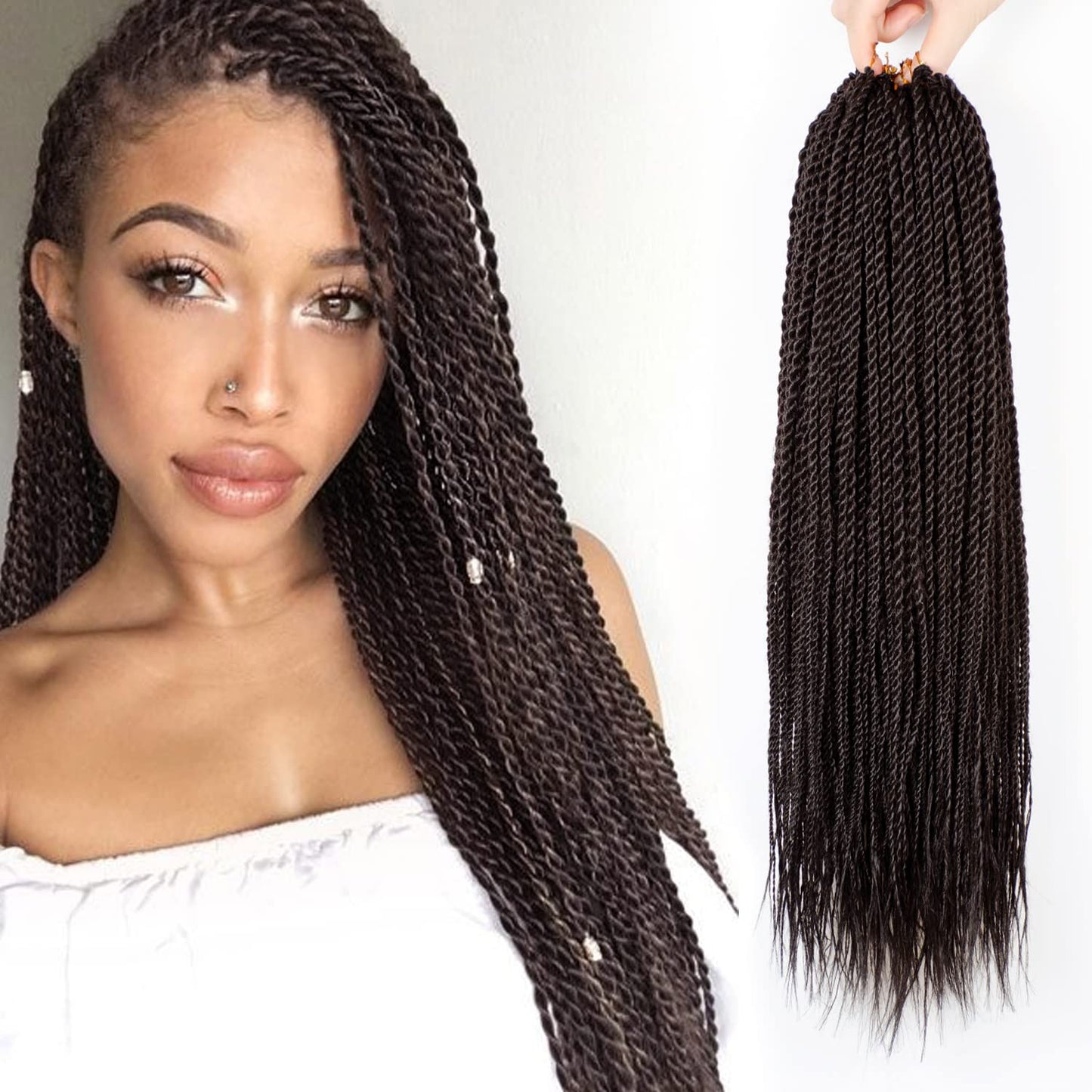 NAYOO Senegalese Twist Crochet Hair - 18 Inch Brown Braids
