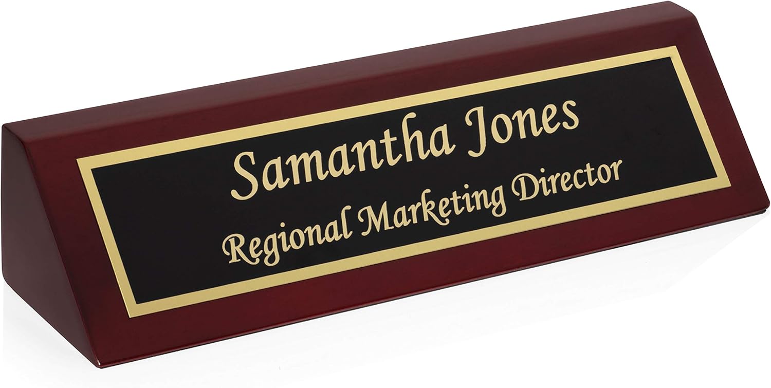 Custom Engraved Rosewood Desk Name Plate 2x8