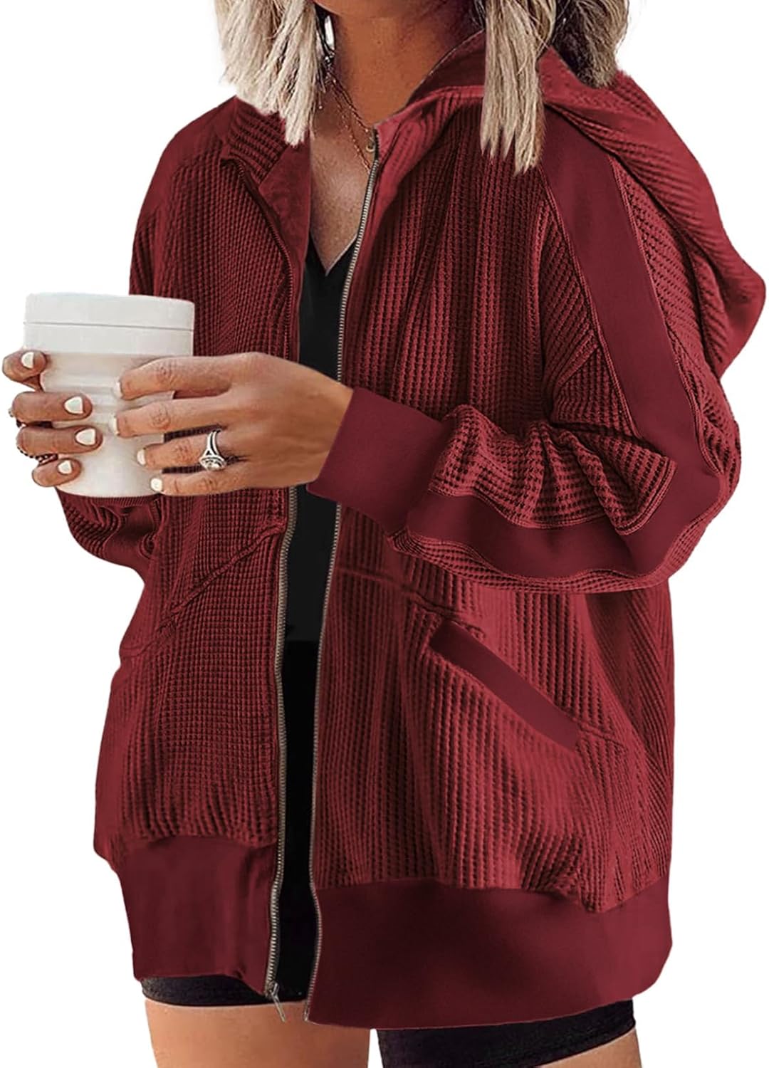 Eytino Womens Plus Size Long Sleeve Zip Up Hoodies for Fall