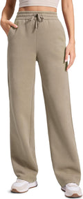 CRZ YOGA Cotton Fleece Lined Sweatpants Women 32in - Warm Straight Leg