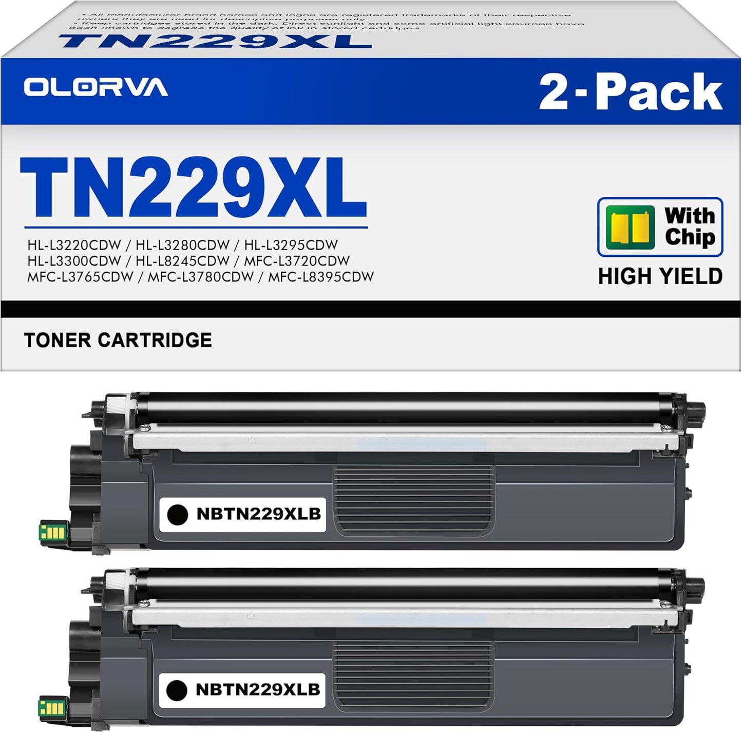 High Yield TN229XL Toner Cartridge for Brother Printers, 2 Pack