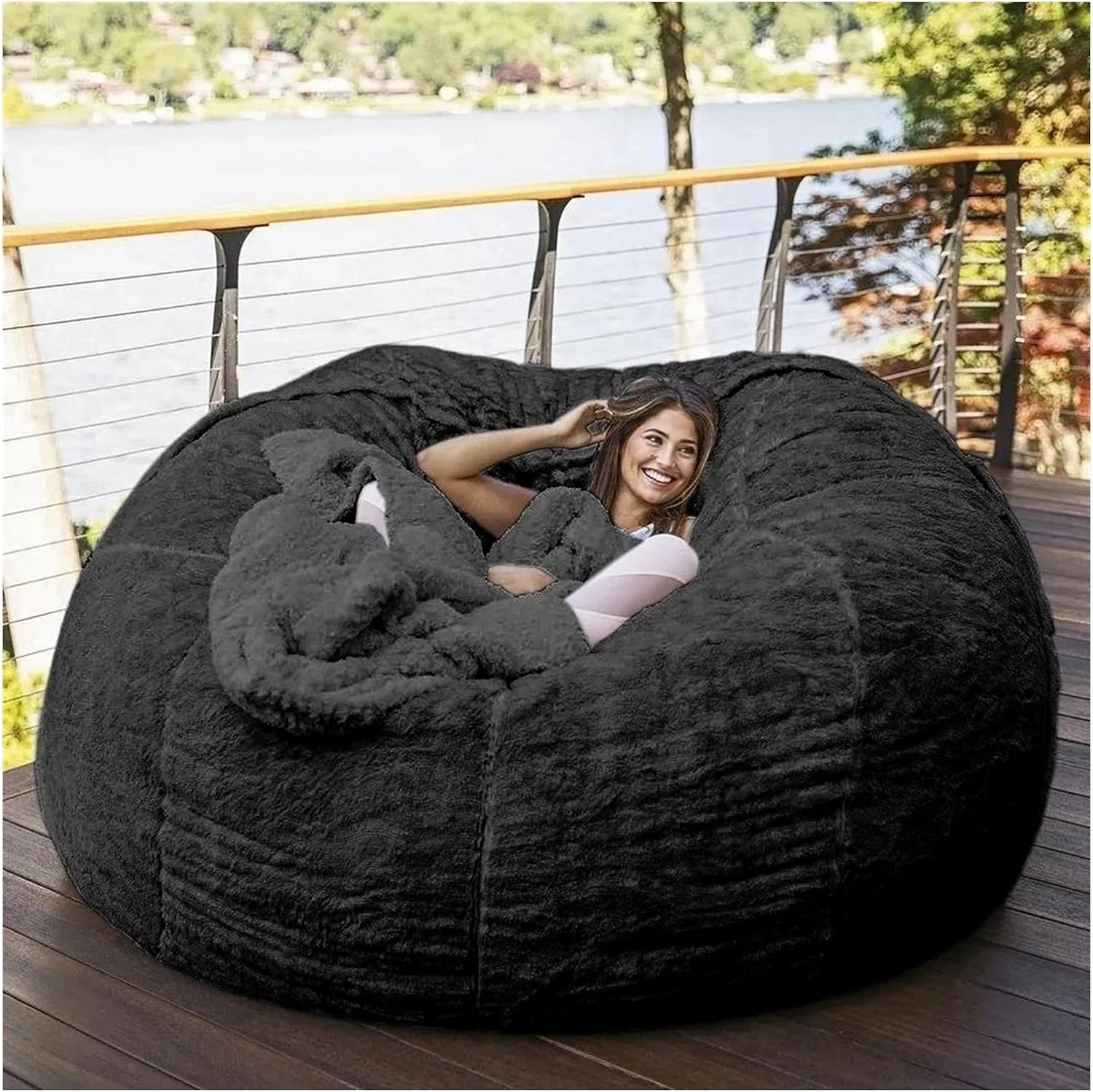 Soft Fluffy Fur Bean Bag Cover - Cozy Seating