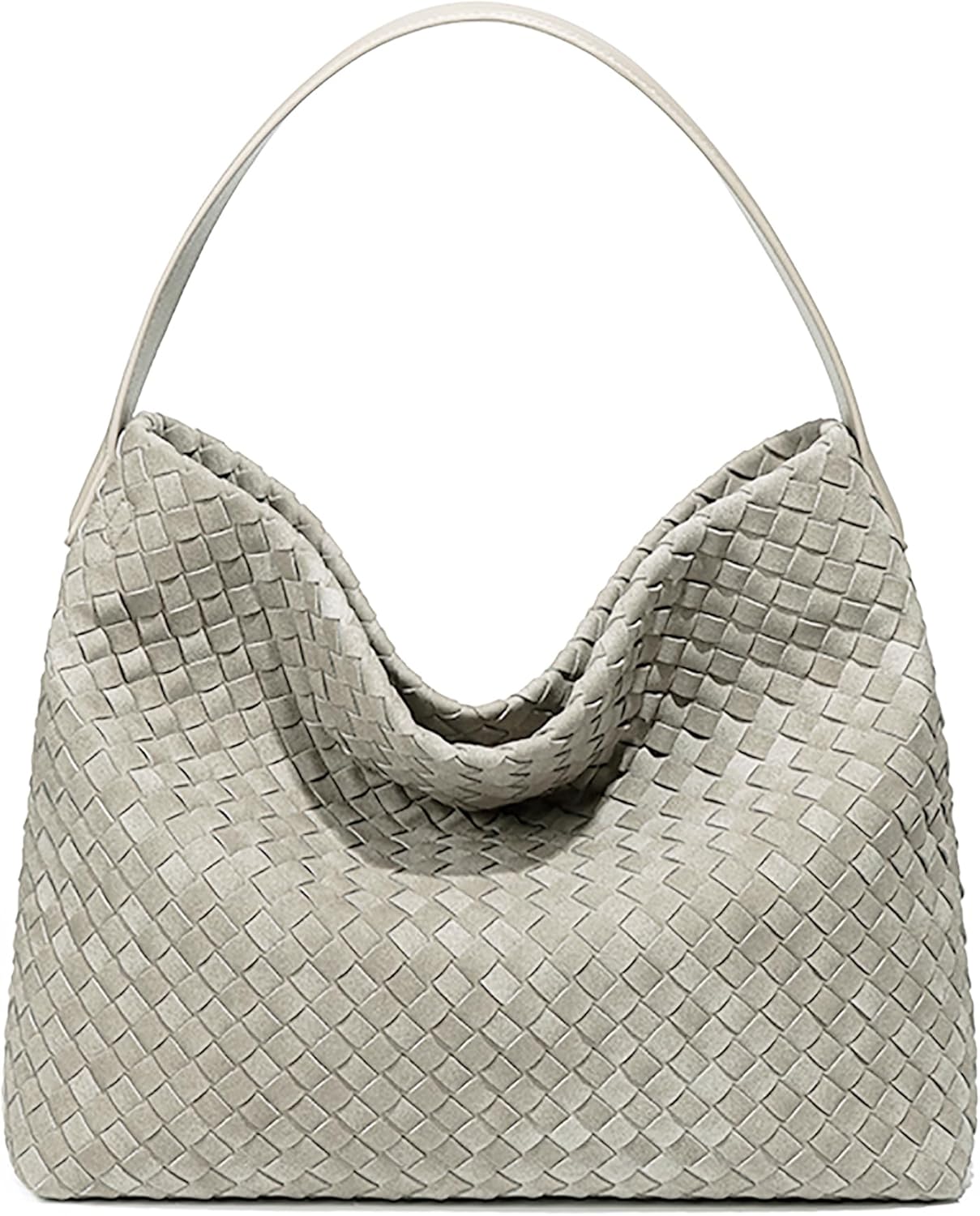 Woven Suede Shoulder Bag for Women - Elegant Hobo Tote