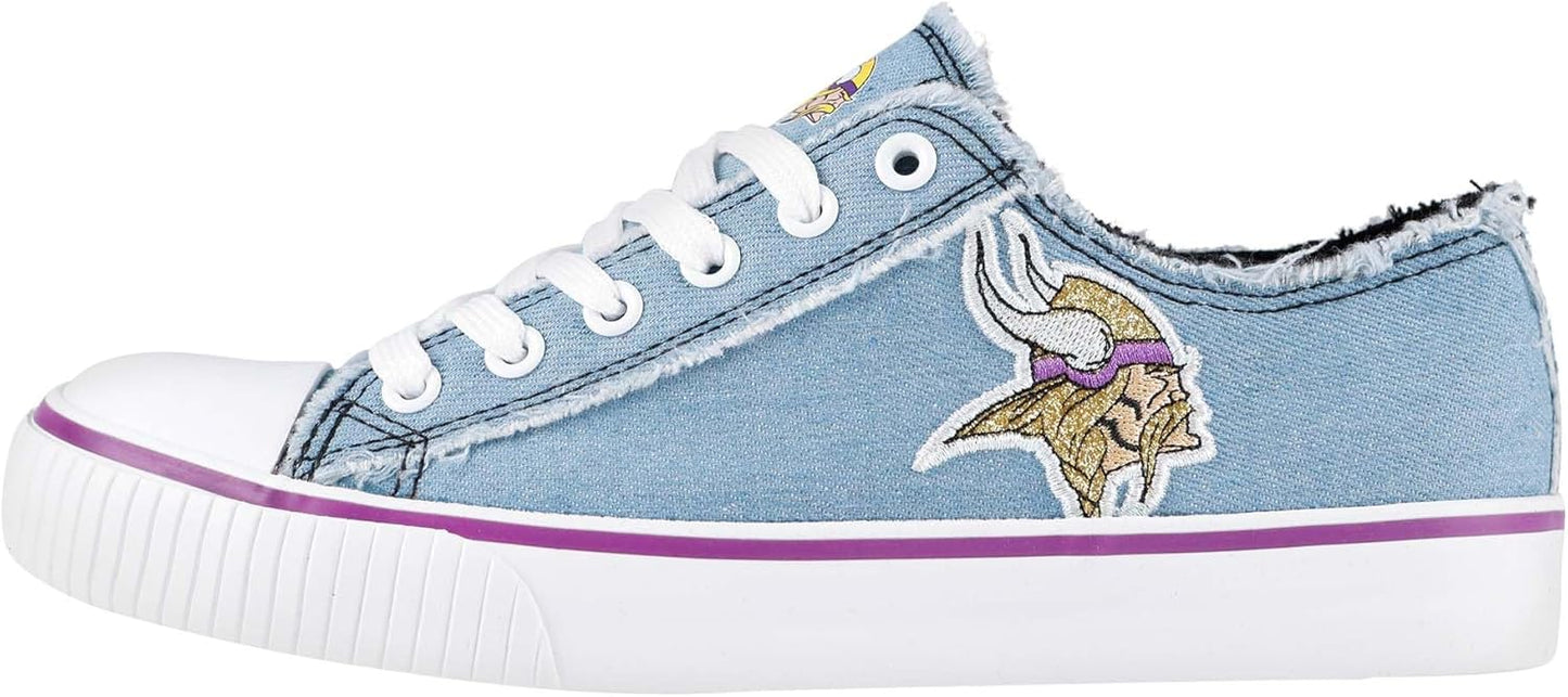 FOCO Women's NFL Denim Team Logo Low Top Canvas Sneakers