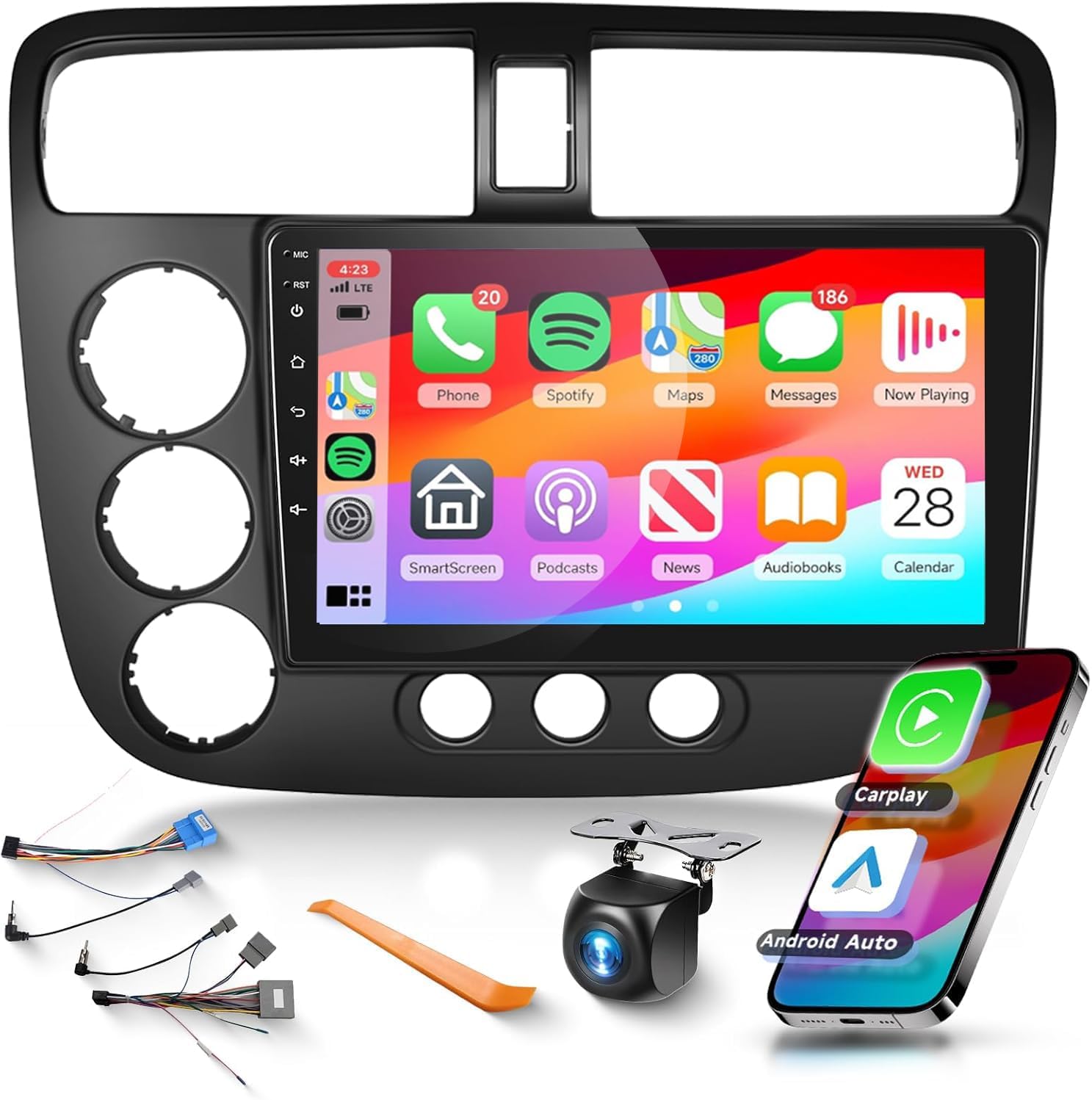 Podofo Car Stereo for Honda Civic 2001-2005 with Wireless CarPlay