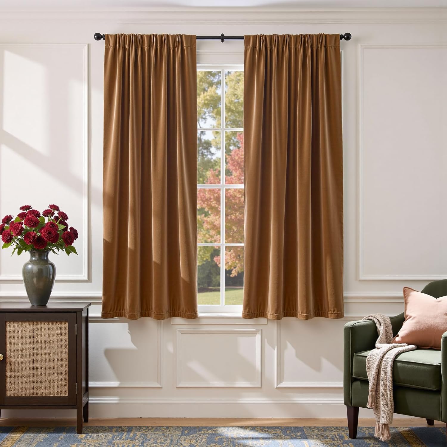 Lazzzy Velvet Blackout Curtains for Bedroom and Living Room