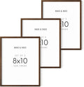 8x10 Picture Frame Set of 3 - Walnut Wood Gallery Frames
