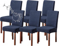 Genina Waterproof Chair Covers for Dining Room 6 Pack Navy Blue