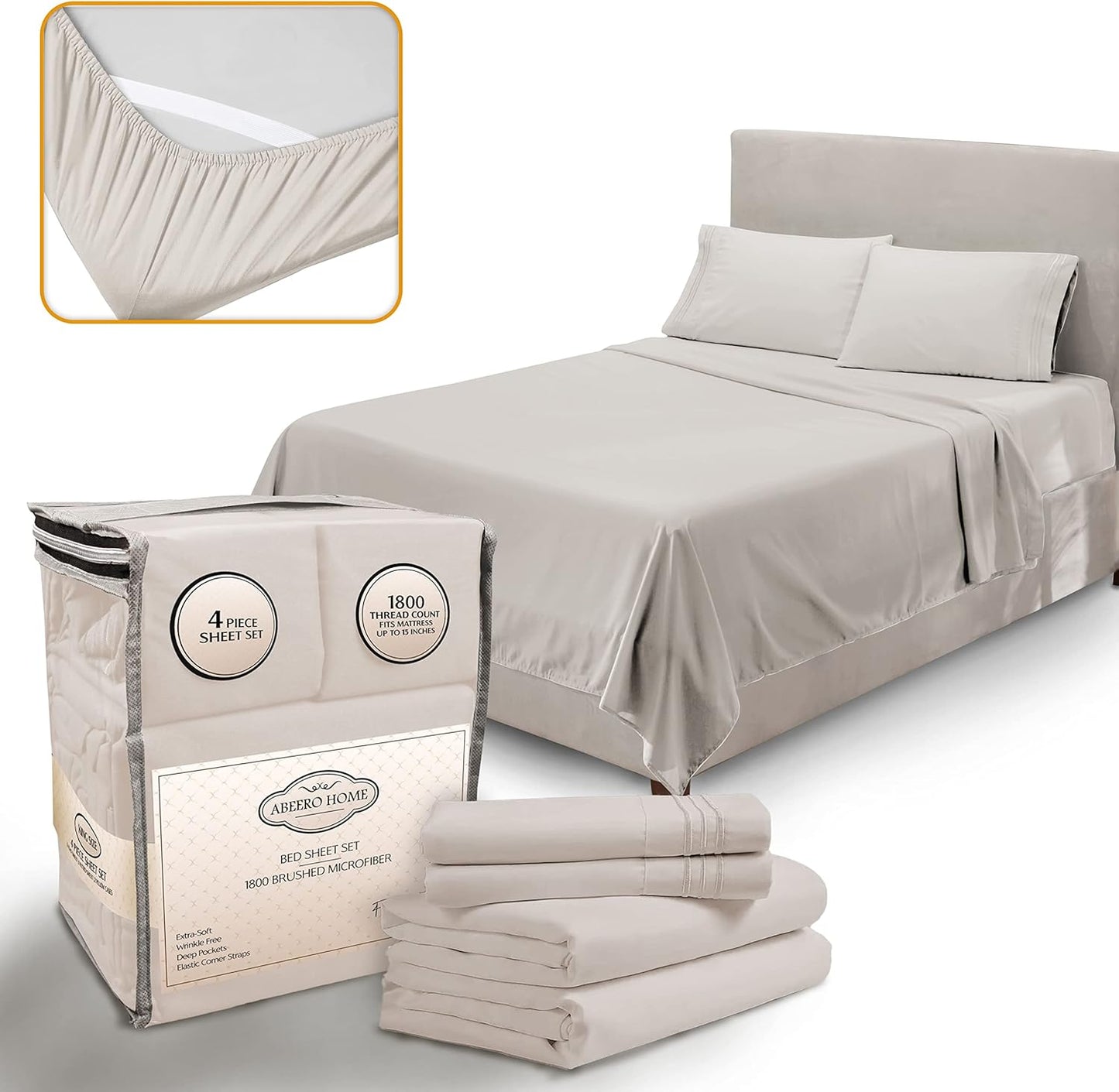Queen Sheet Set - Luxury Hotel Soft Cooling Microfiber Bedding