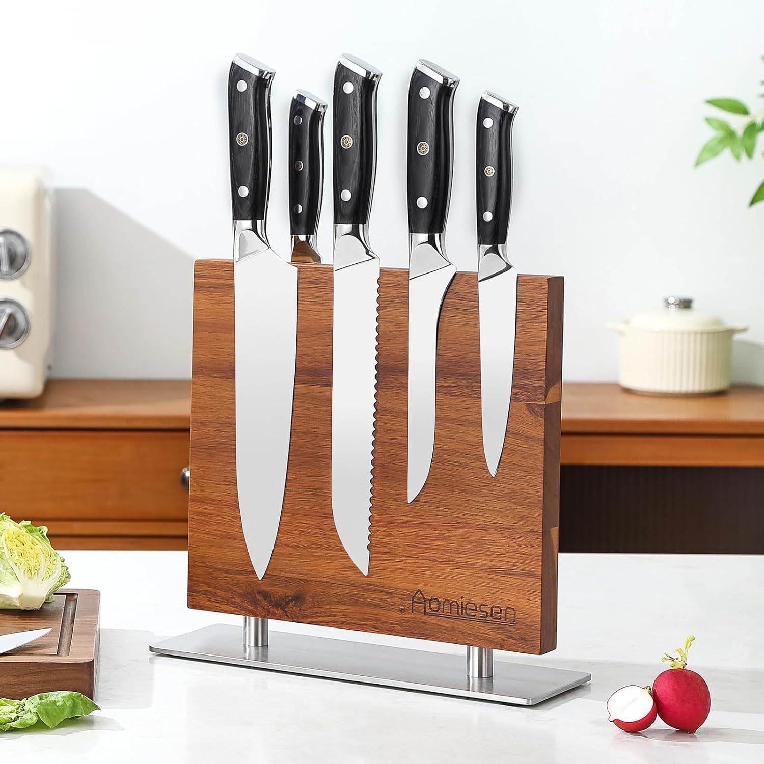 Strong Magnetic Knife Block for Kitchen Organization and Safety
