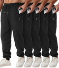 Mens Sweatpants with Zipper Pockets 5 Pack - Slim Fit Athletic Joggers