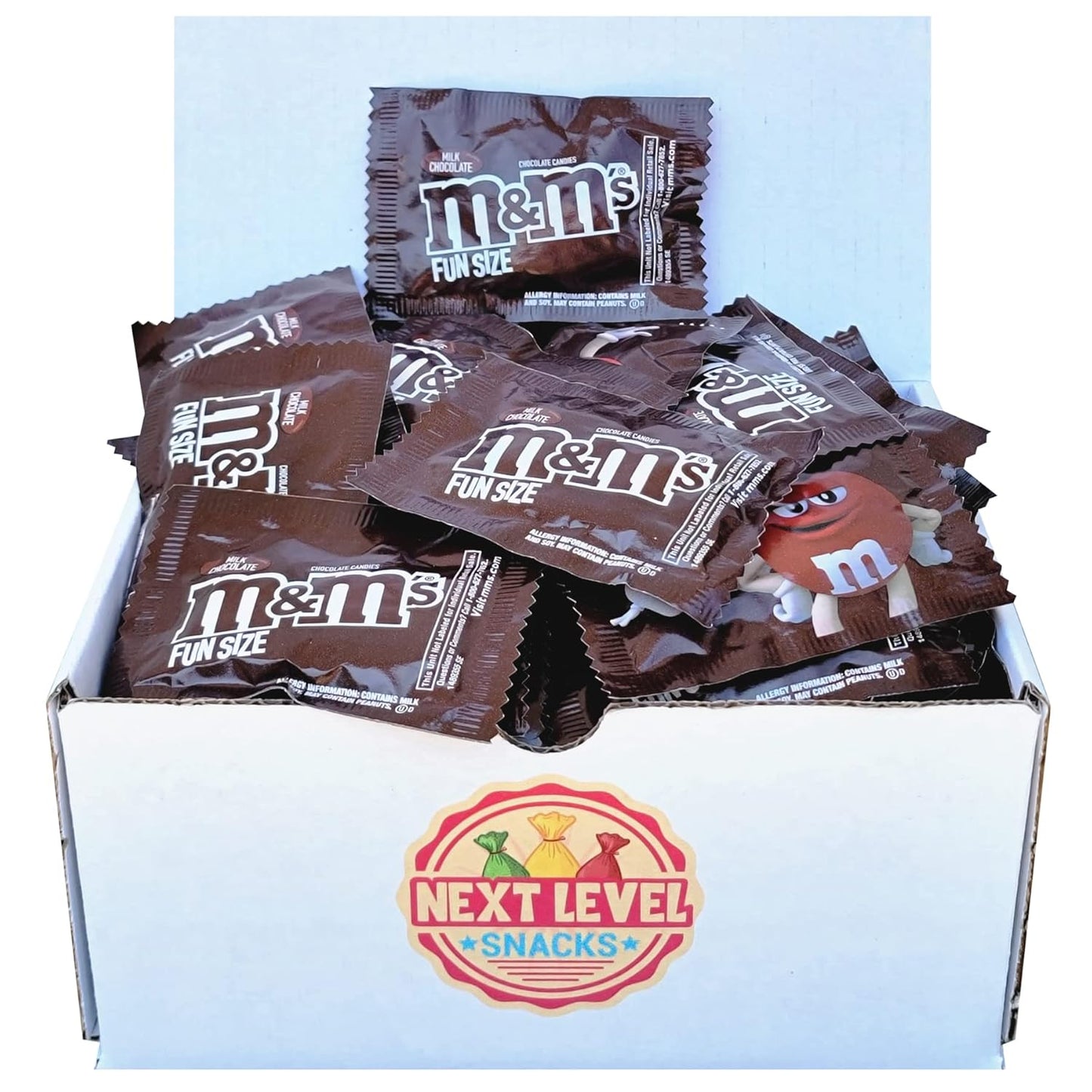 M&M's Milk Chocolate Fun Size Packets Bulk Box for Sharing