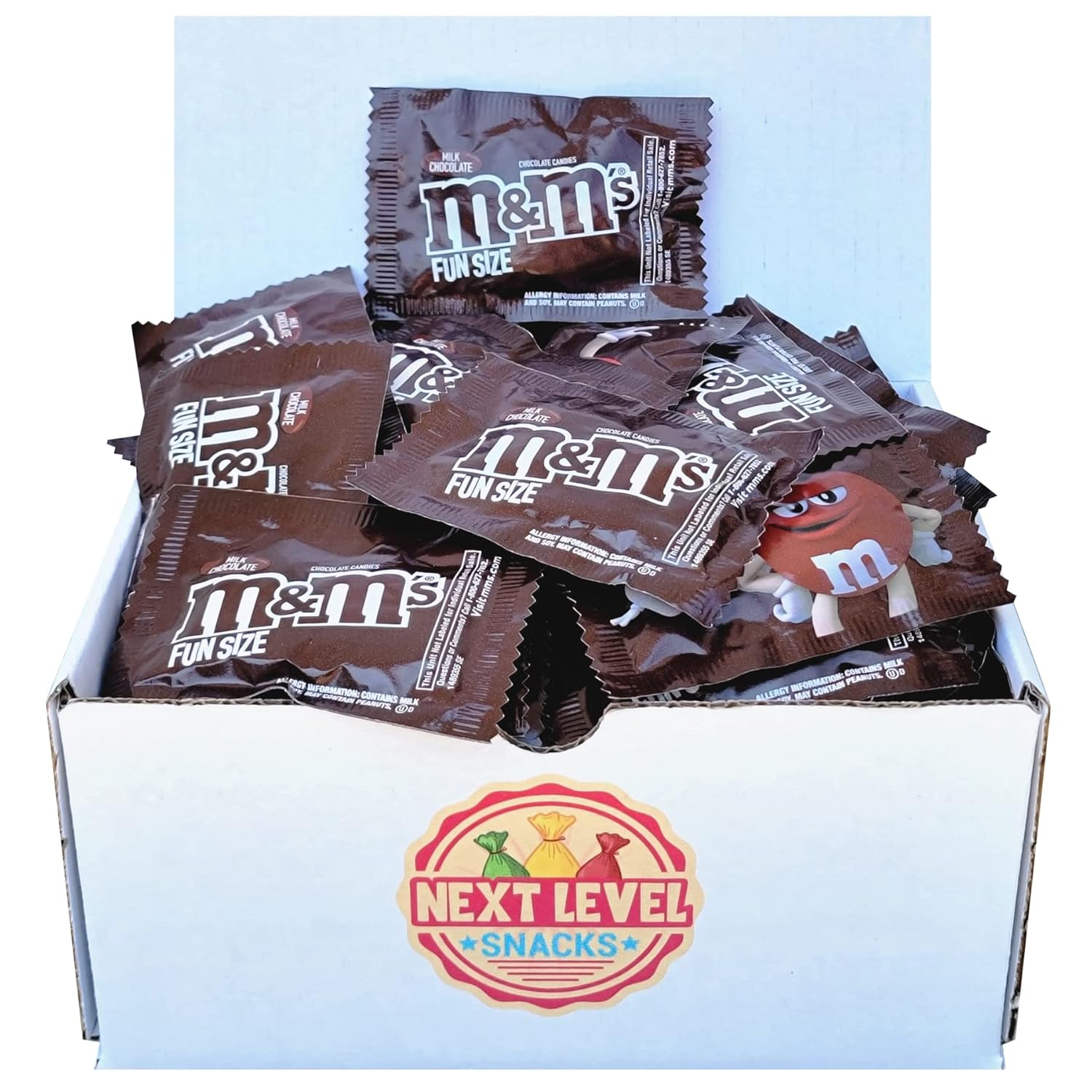 M&M's Milk Chocolate Fun Size Packets Bulk Box for Sharing