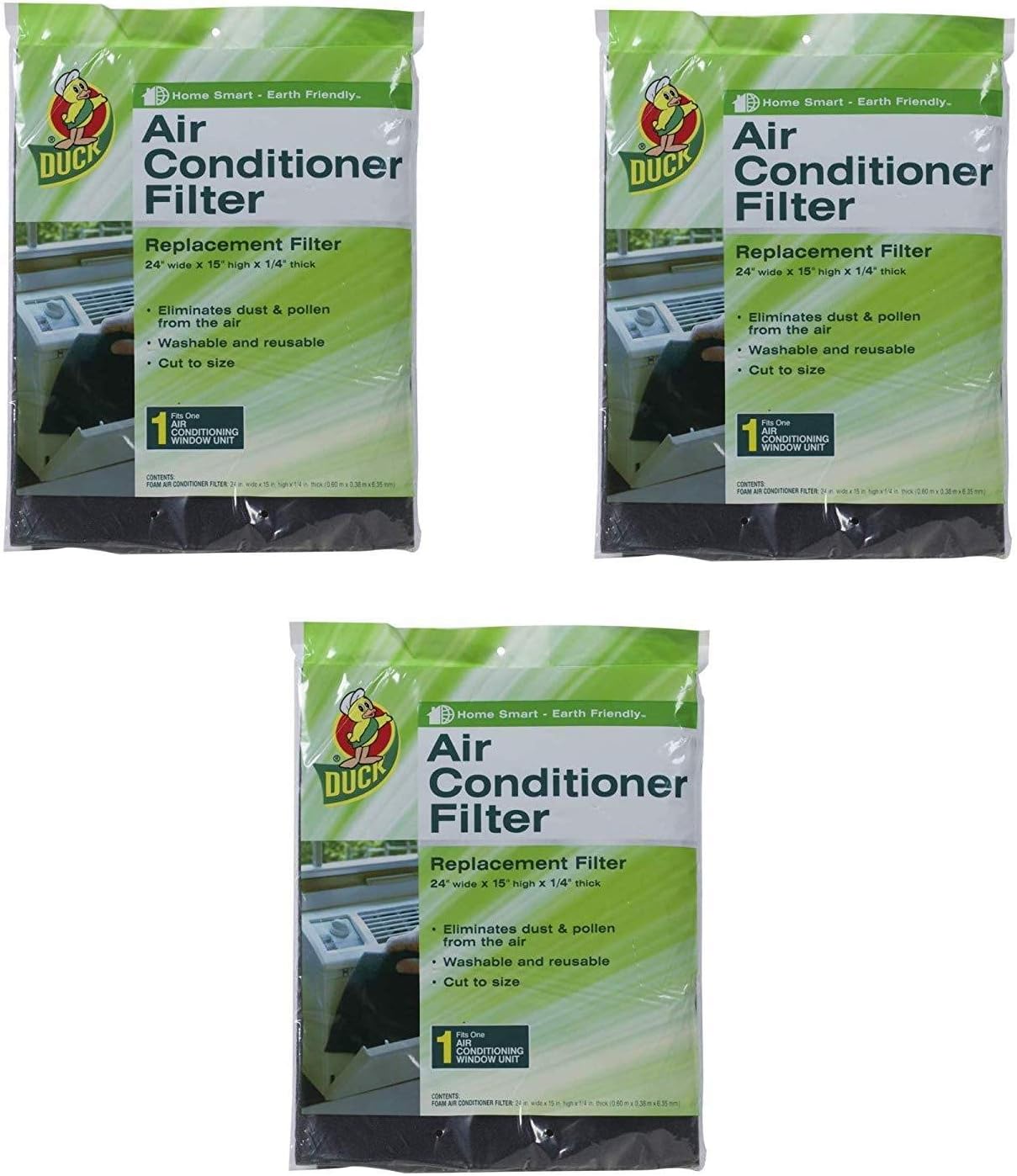 Duck 24x15x1/4-Inch Foam Filter, 3-Pack