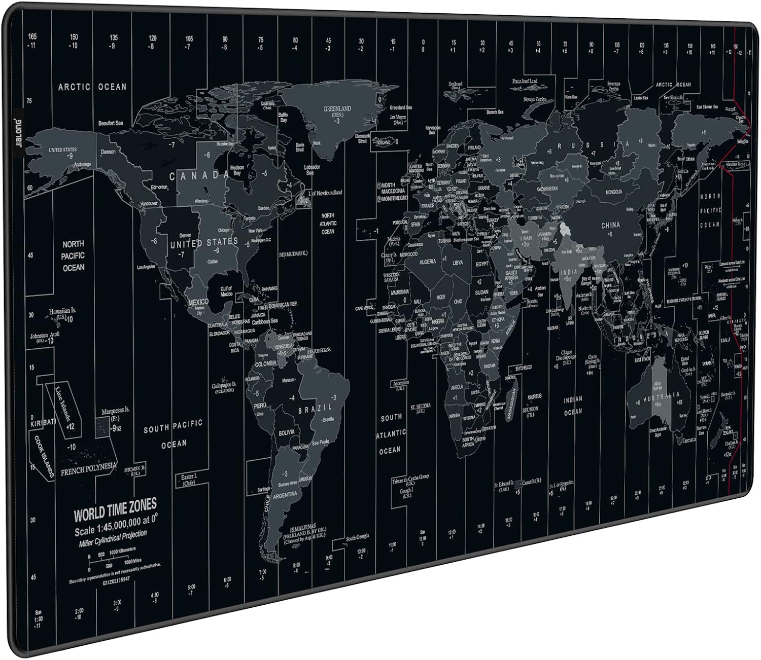 JIALONG Extended Gaming Mouse Pad - Black World Map Design - 35.4 x 15.7