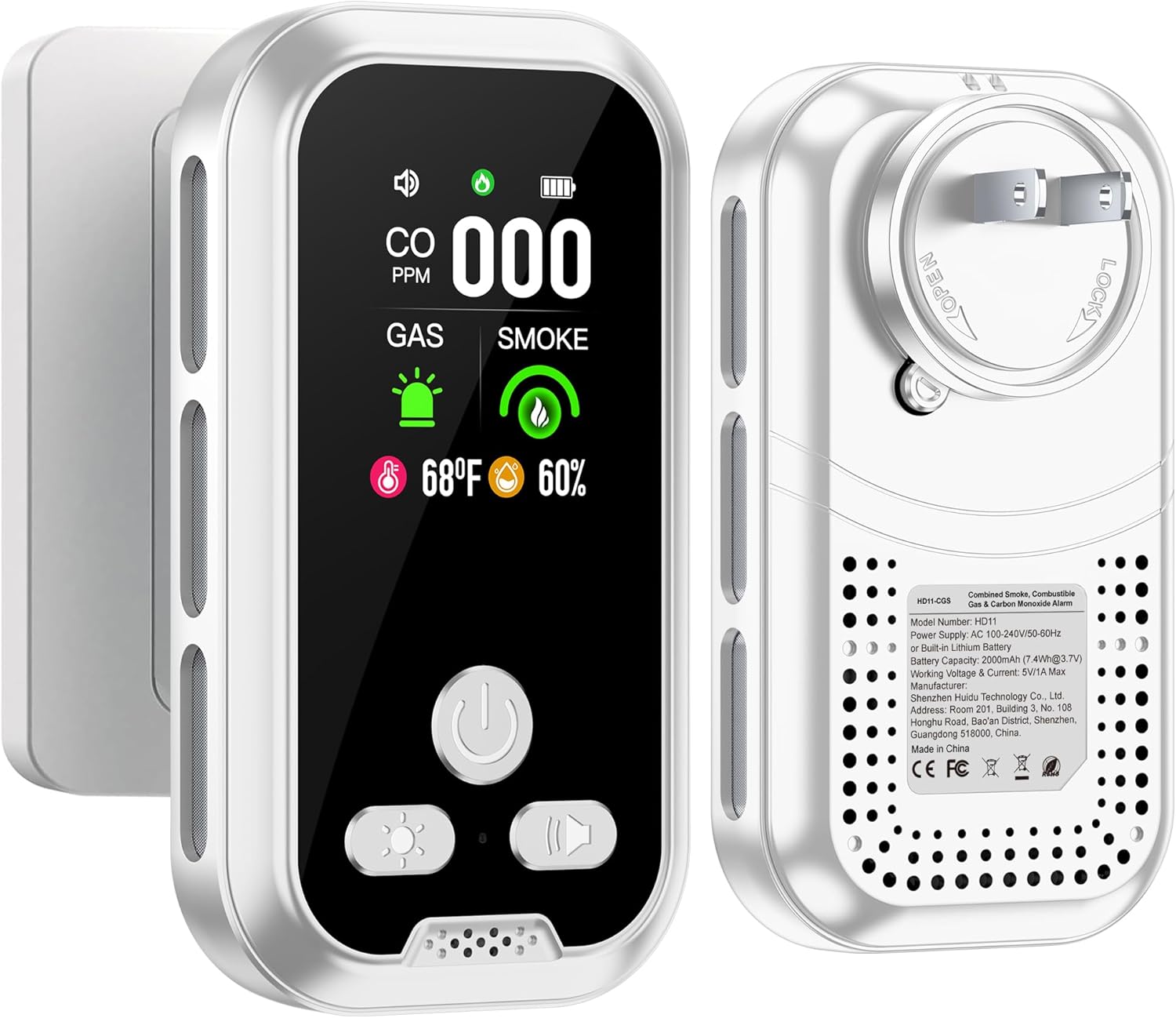 5in1 Smoke and Carbon Monoxide Detector for Home Safety