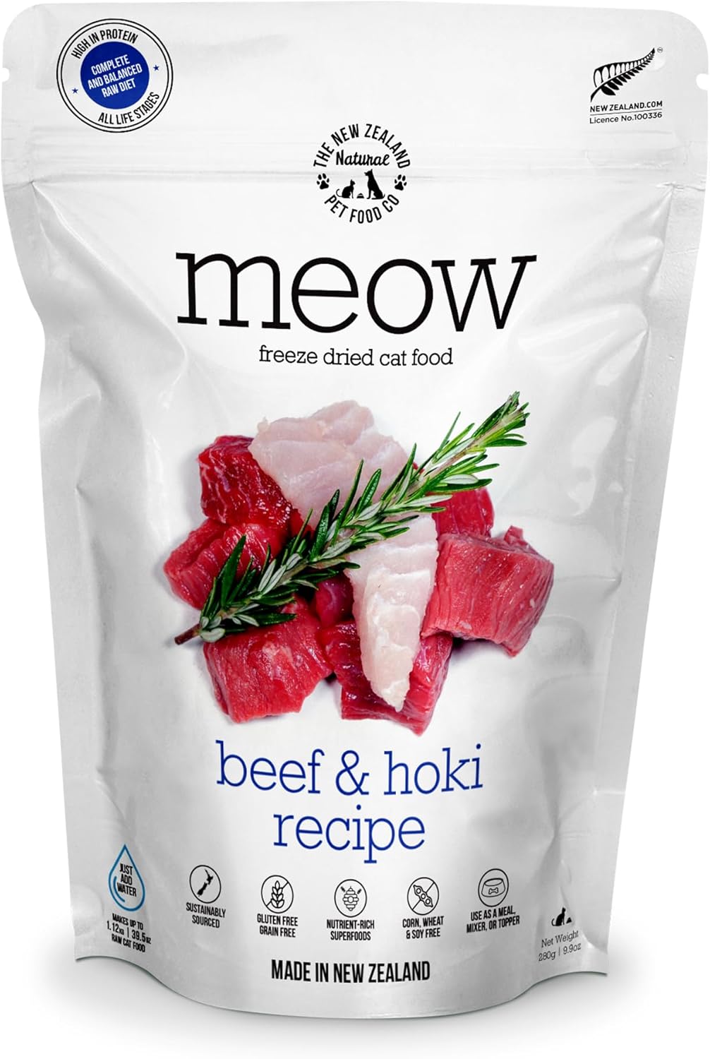 Meow Freeze Dried Cat Food - Beef & Hoki Recipe for Cats