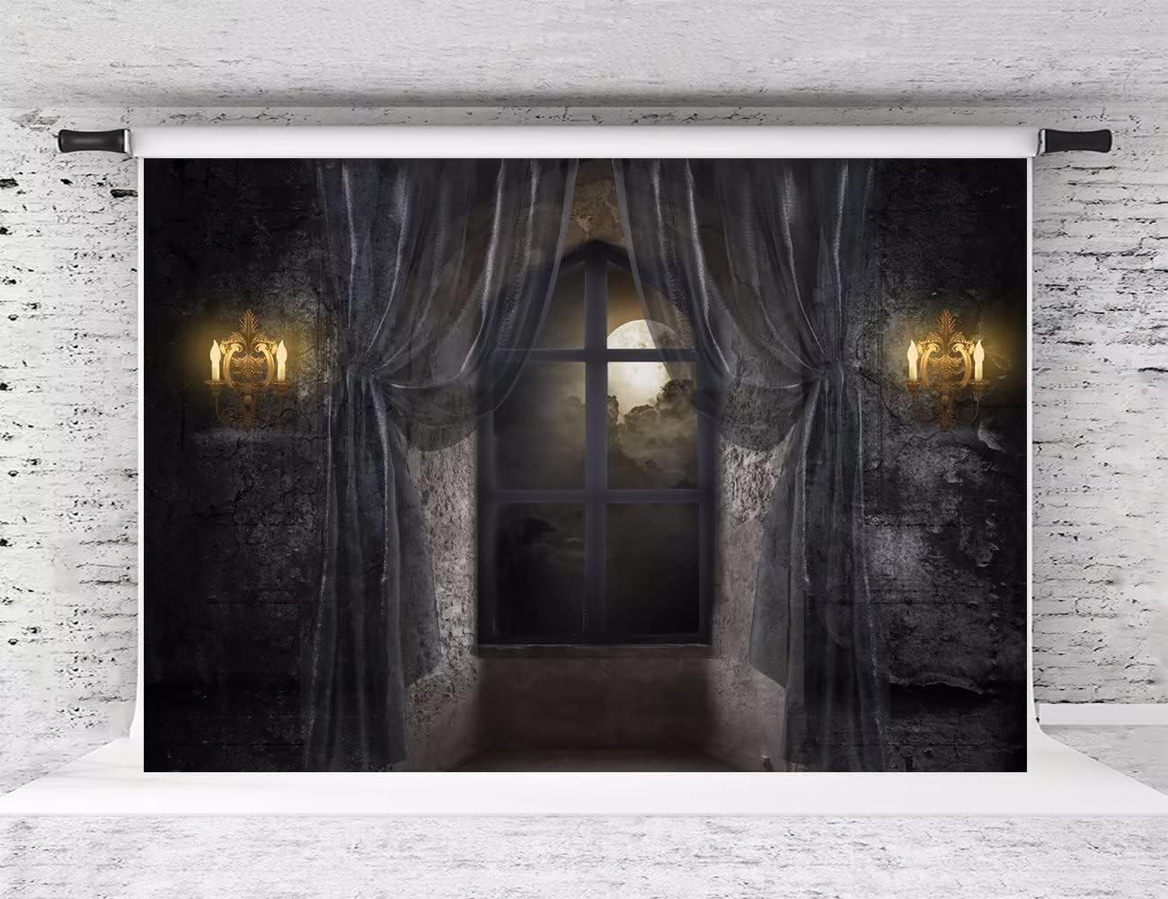 10x8ft Halloween Backdrop for Photography - Horror Moon Castle