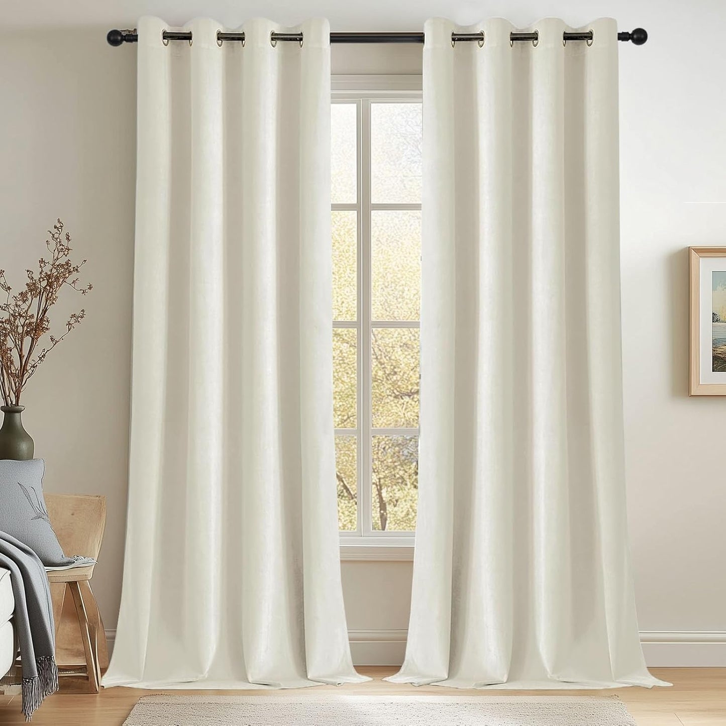 Joydeco Mousse White Blackout Curtains for Luxurious Living