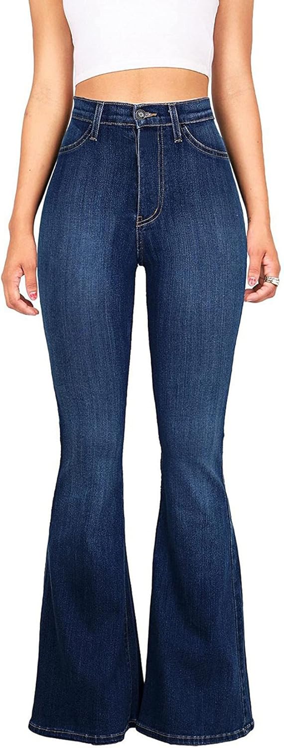 High Waisted Bell Bottom Jeans for Women - Retro Flare Style