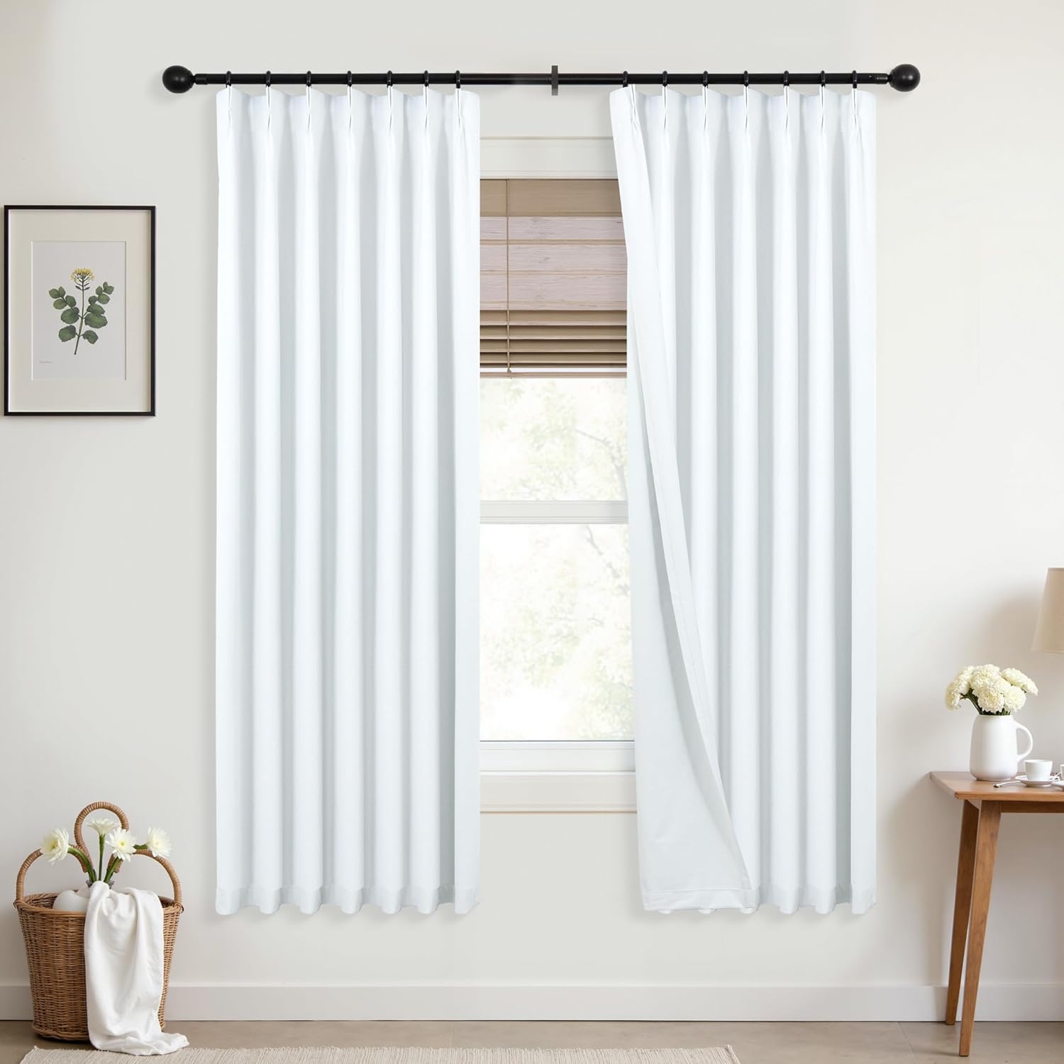 Mrs.Naturall 42x72 Inches Long Pinch Pleated Blackout Curtains