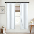 White Textured Blackout Curtains 63 in Length - Pinch Pleat Style