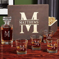 Personalized Whiskey Decanter Set with 4 Glasses and Wood Box
