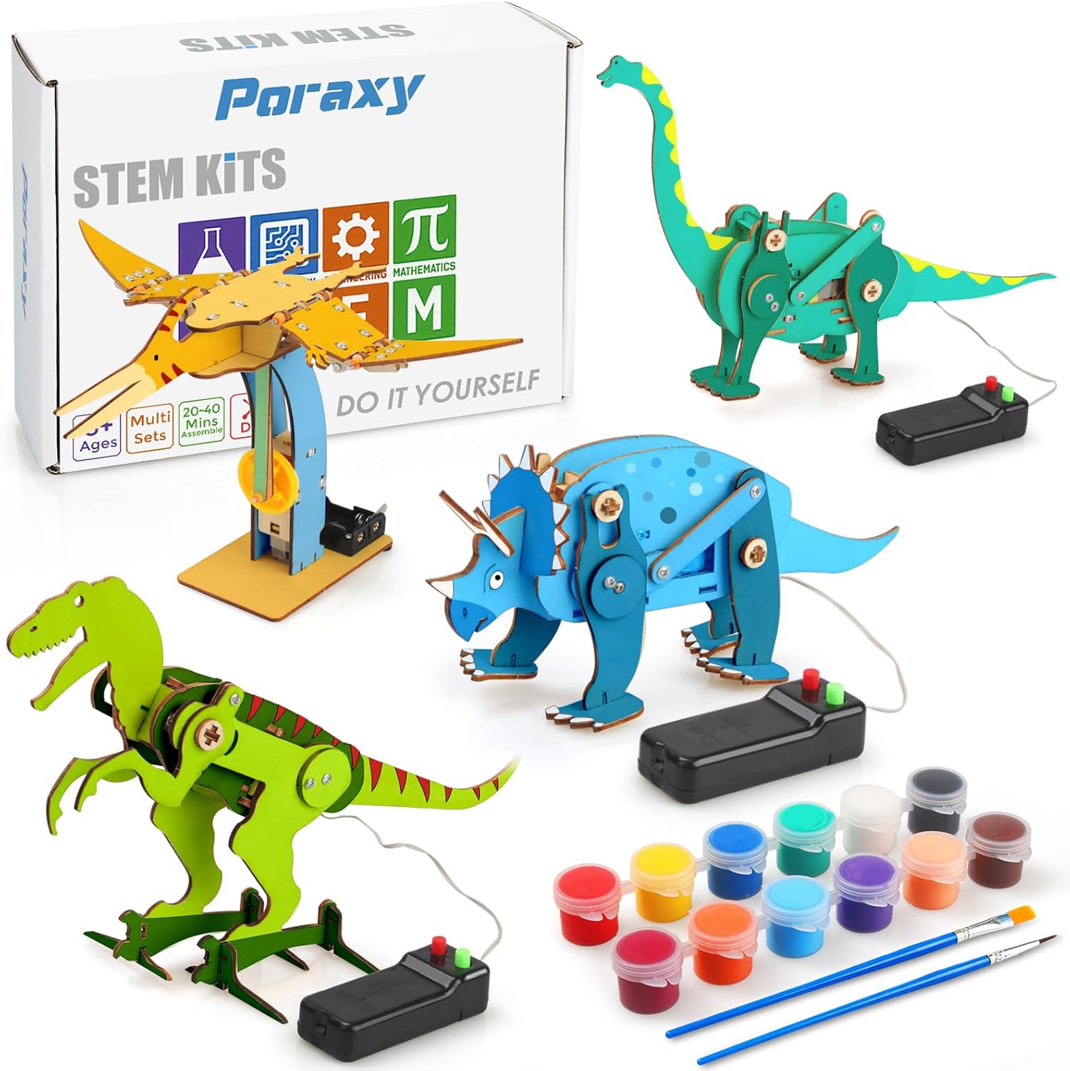 Poraxy 4-in-1 Dino STEM Kit: Educational Robot Puzzles