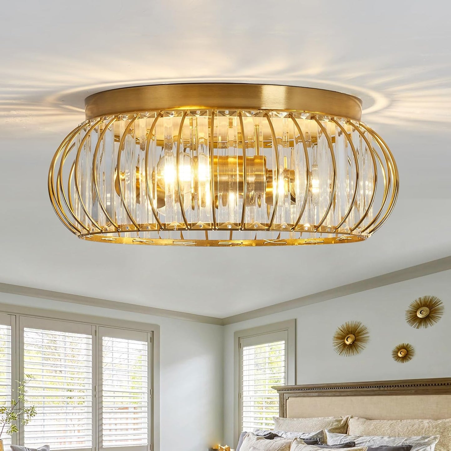 YYJLX Crystal Flush Mount Ceiling Light for Modern Spaces