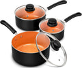 MICHELANGELO Nonstick Sauce Pan Set 1QT 2QT 3QT - Ceramic Copper