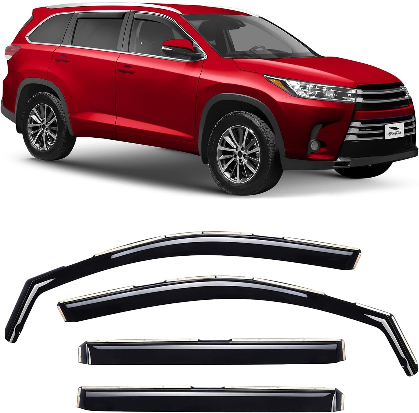 Voron Glass Extra Durable Rain Guards for Toyota Highlander 2014-2019