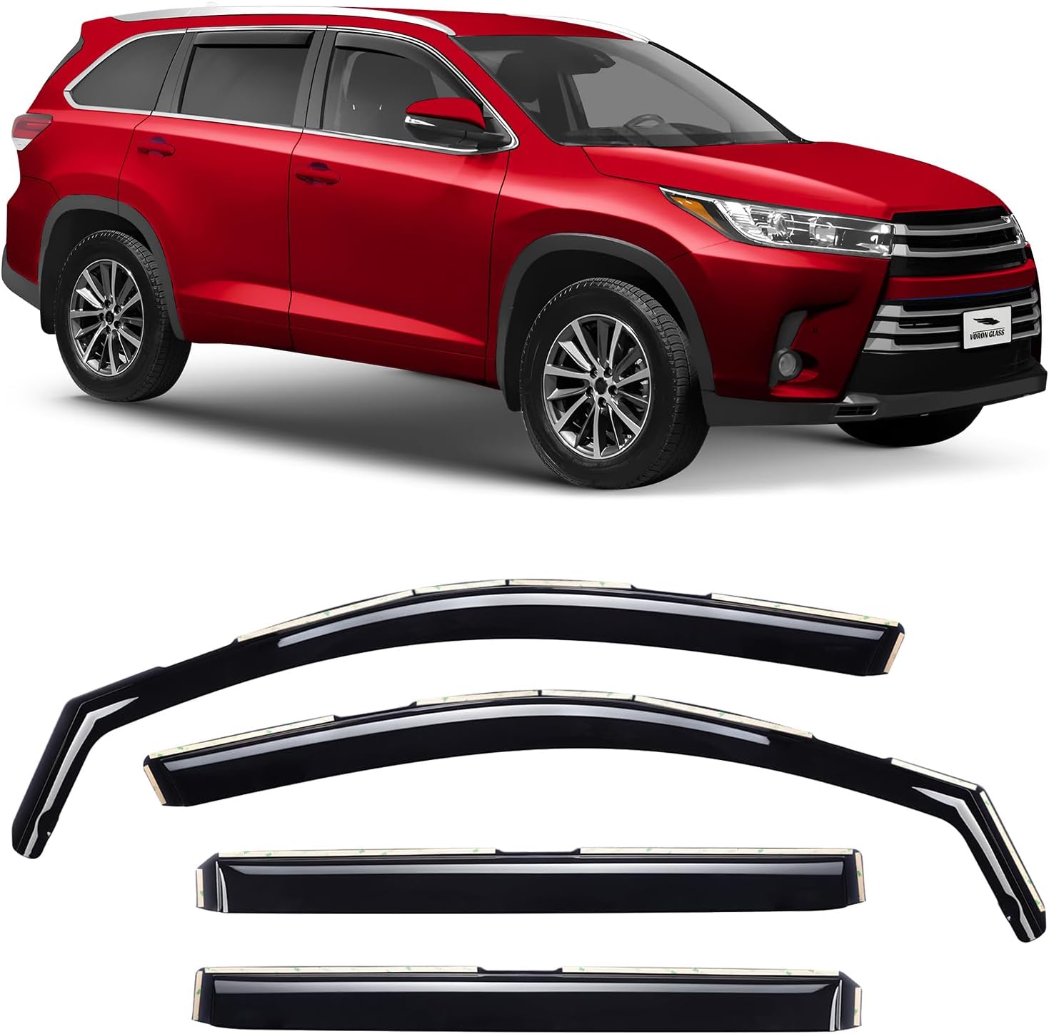 Voron Glass Extra Durable Rain Guards for Toyota Highlander 2014-2019