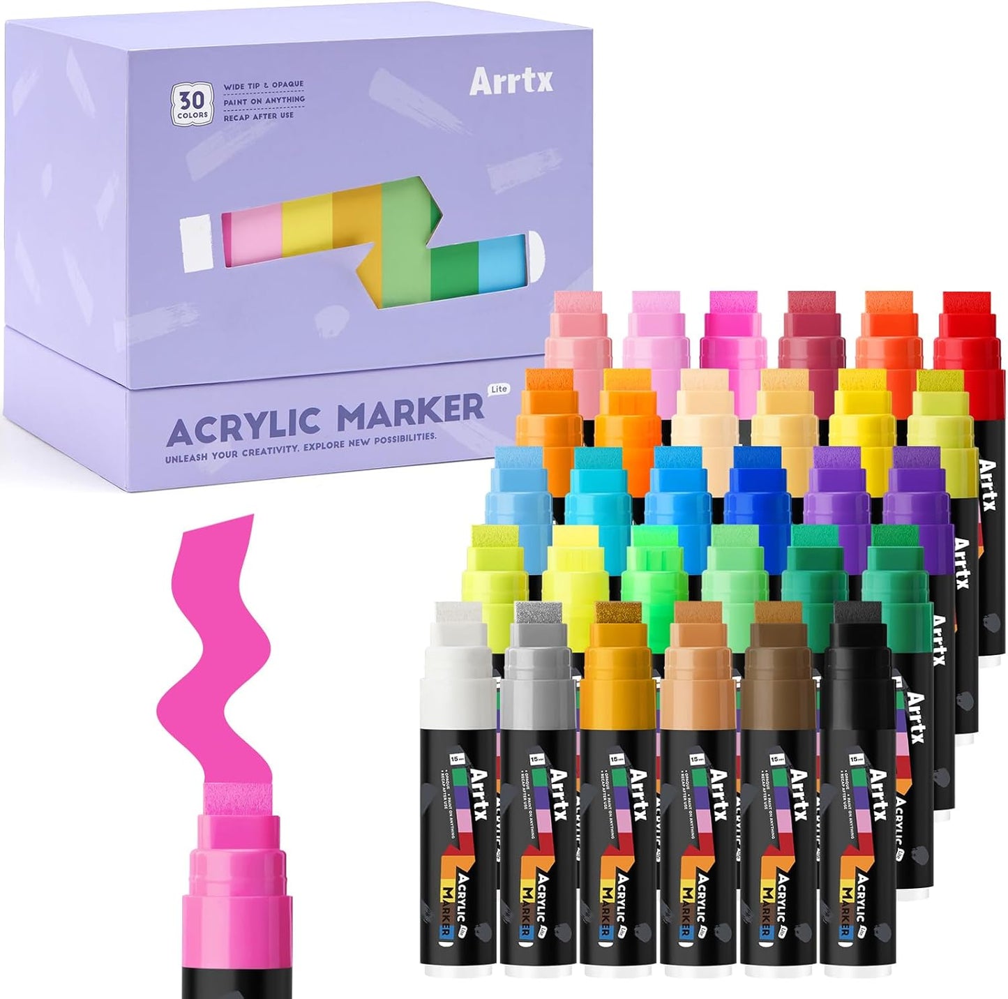 Arrtx Poster Markers Set: 30 Colors for Vibrant Art Creations