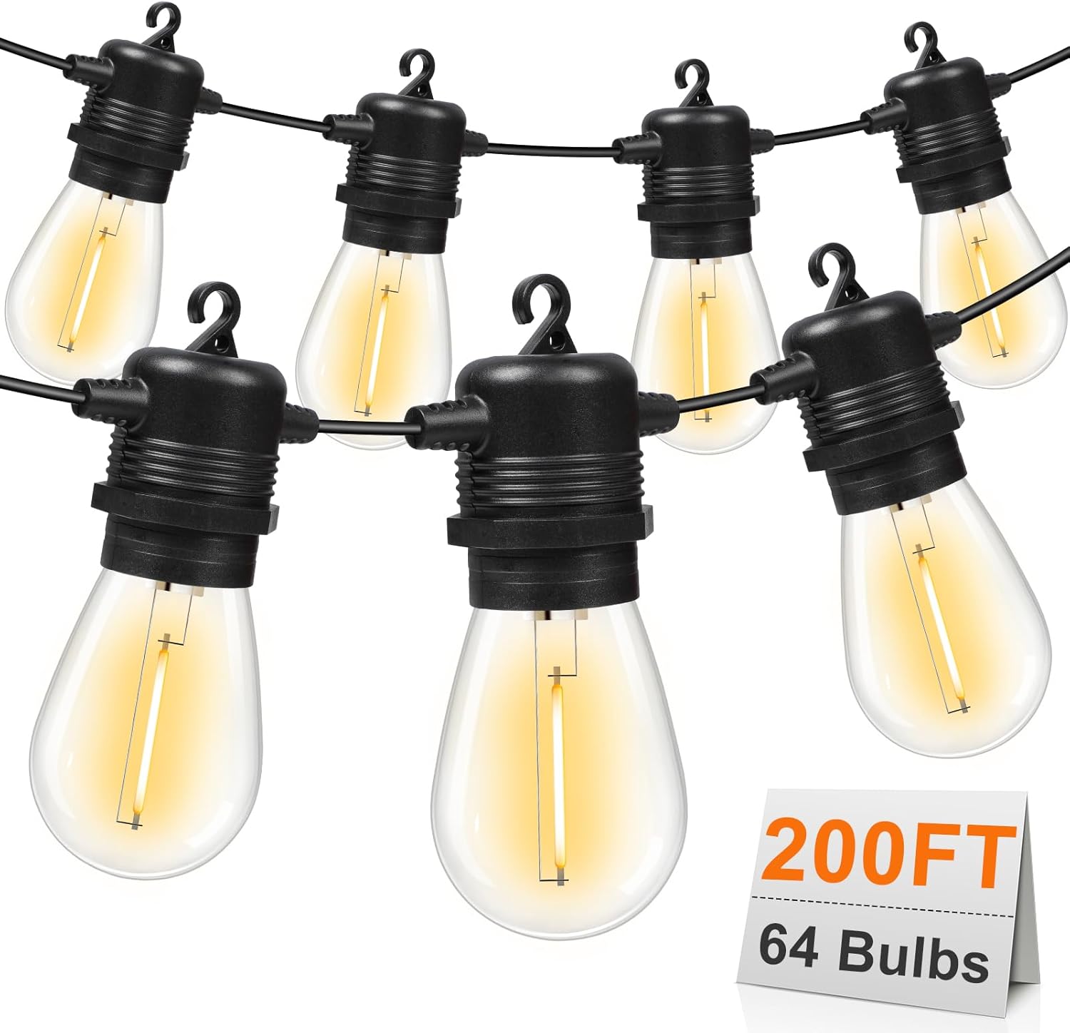 200FT LED Outdoor String Lights with Shatterproof Bulbs for Patio