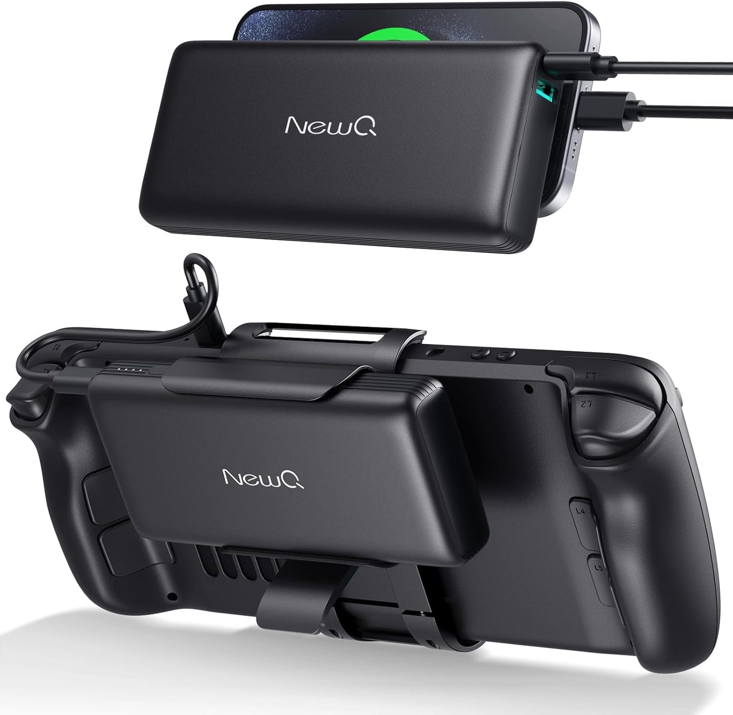 NEWQ 2-in-1 Steam Deck Battery Bank & Stand for Extended Play