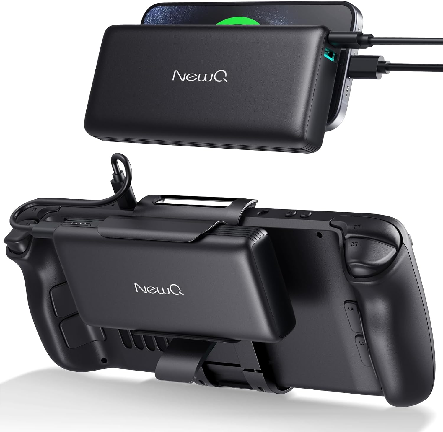 NEWQ 2-in-1 Steam Deck Battery Bank & Stand for Extended Play