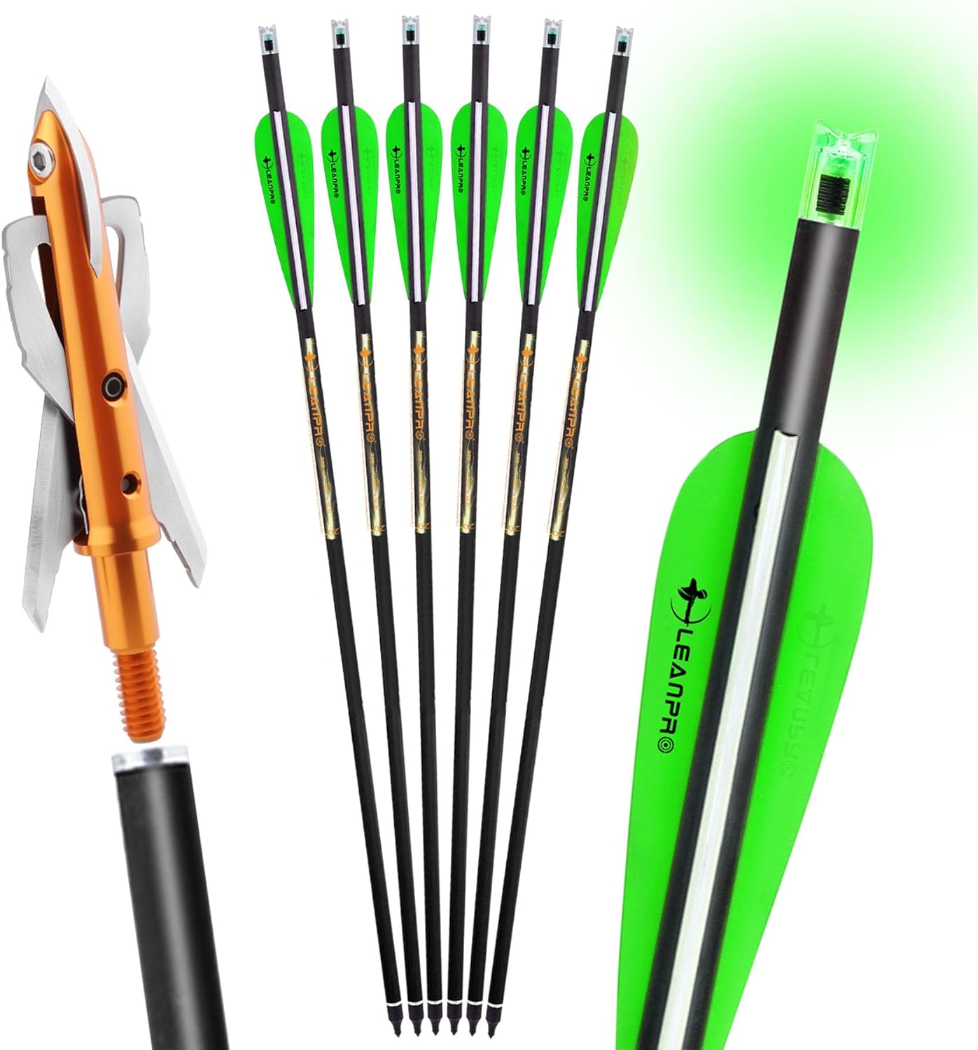 20 Inch Carbon Crossbow Bolt Hunting Arrows with Lighted Nocks
