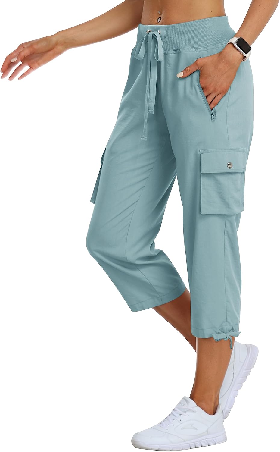 MoFiz Women's Cargo Capris Hiking Pants for Outdoor Activities