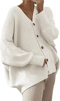 Women's Oversized Button Cardigan Sweater Coat - Lightweight Fall