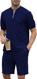 Men's Tracksuit 2-Piece Casual Athletic Set - Short/Long Sleeve Fit