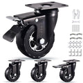 4 Inch Caster Wheels Set of 4 Heavy Duty - Silent 2200 lb Capacity