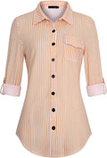 Womens Soft Knitted Button Down Shirt - Stretchy Roll Up Long Sleeve