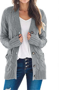Women's Long Sleeve Cable Knit Cardigan Sweater - Cozy Fall Layer
