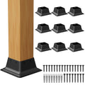 SPACEEUP 4x4 Post Base Cover Black Square Brackets - Heavy Duty 10