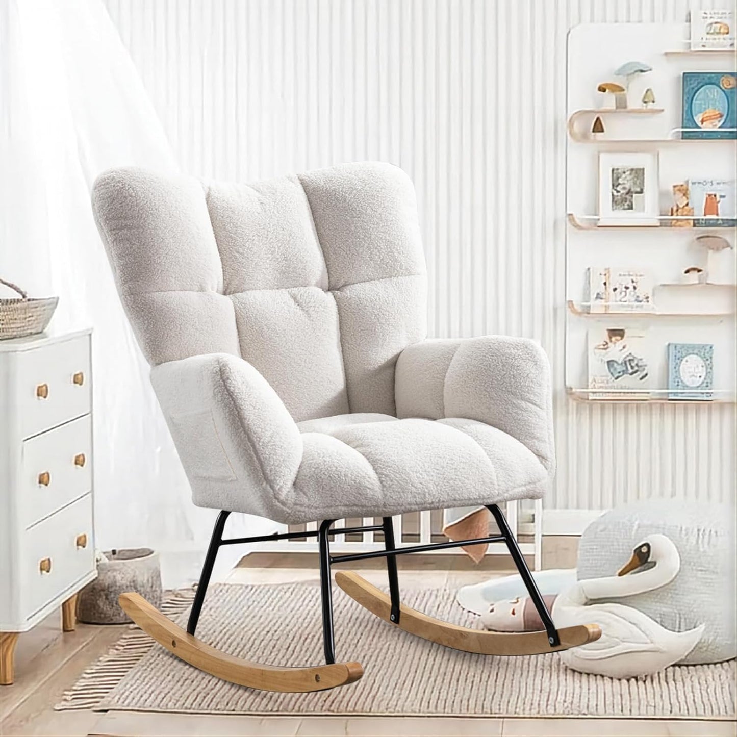 SoarFlash Nursery Rocking Chair: Cozy Comfort in White