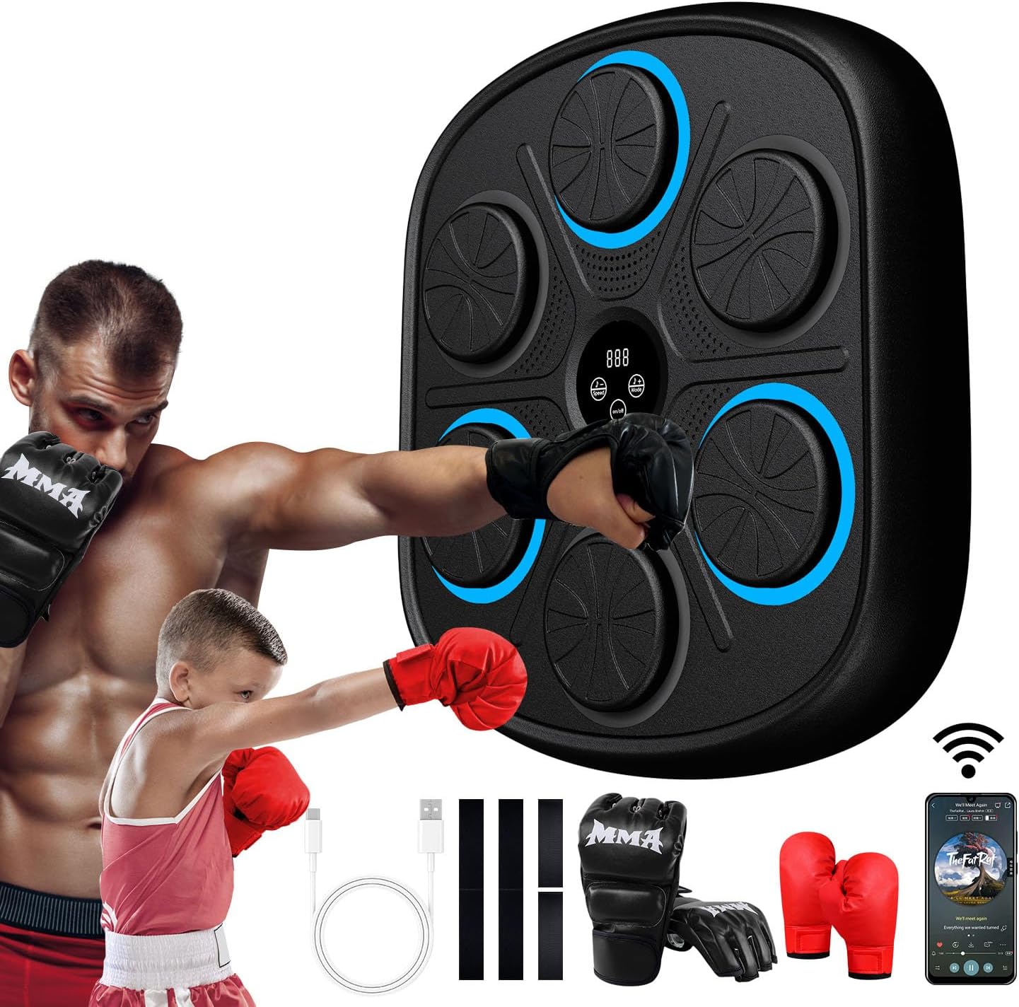 Wall-Mounted Bluetooth Music Boxer Set for Home Gym